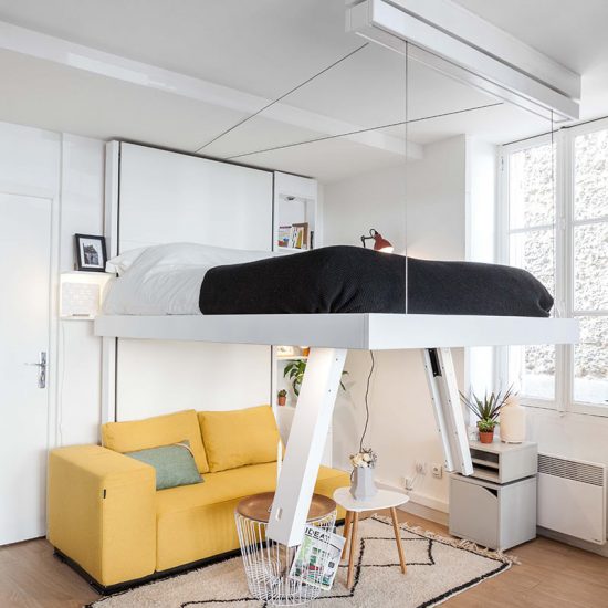 rangement pratique petits espaces gain de place lit escamotable plafond bedup