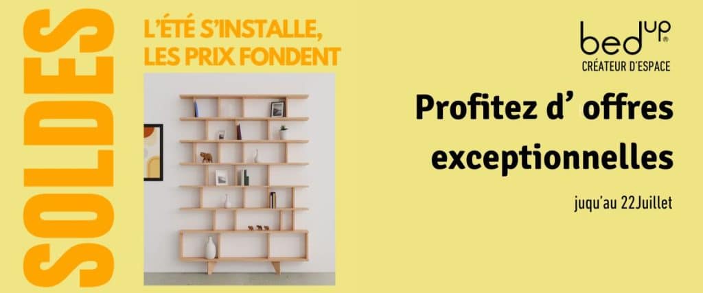 Soldes bibliothèque étroite en bois massif design