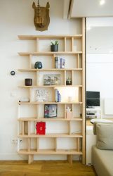 bibliothèque étroite design bois massif bois massif