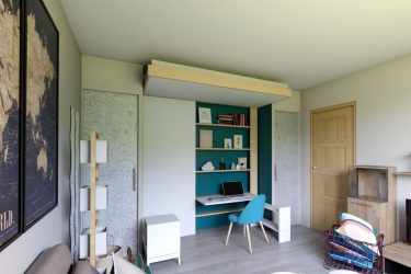 lit-escamotable-plafond aménagement gain-de-place petits-espaces meuble-pratique bedup-lit-escamotable chambre-enfant projet-déco aménagement-chambre