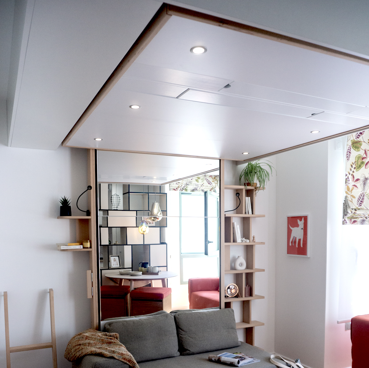 Boîte De Rangement Pour Plafond Avec Rails - Dimensions 60x40x32 Cm - Bleu - Métal/PP - Montage Nécessaire