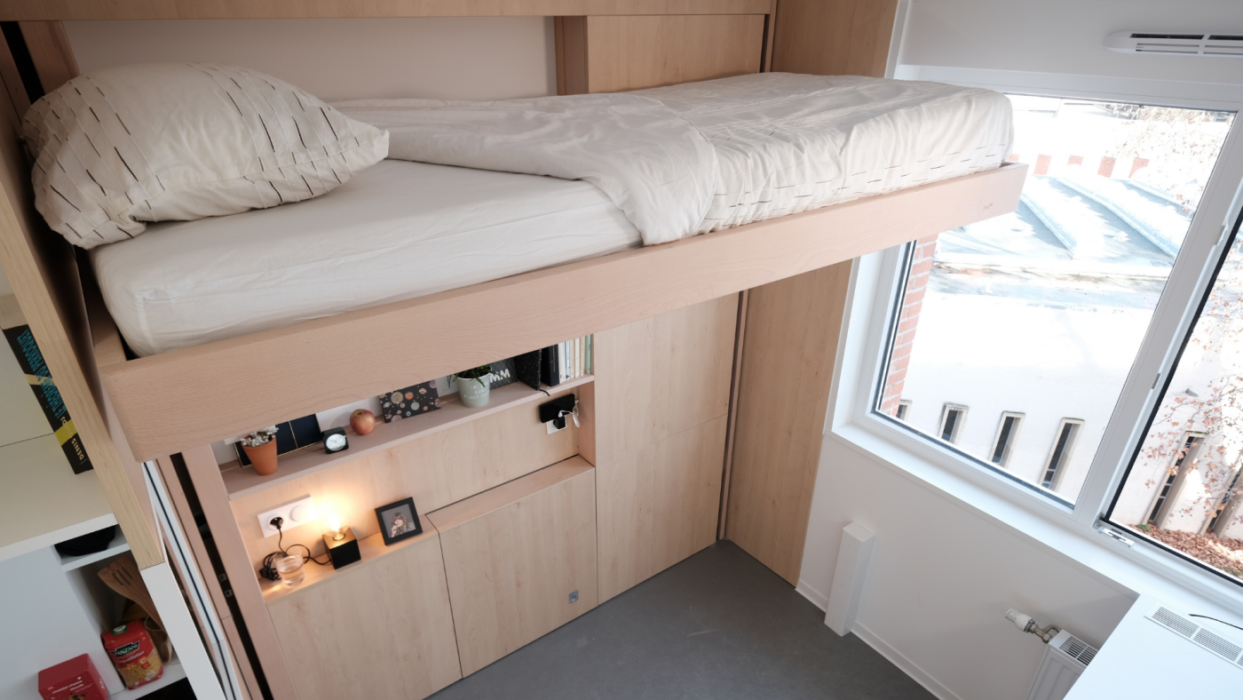 lit relevable bedUp® pour résidence étudiante