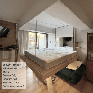 lit escamotable plafond avec rangement suspendu pour cacher le lit au plafond