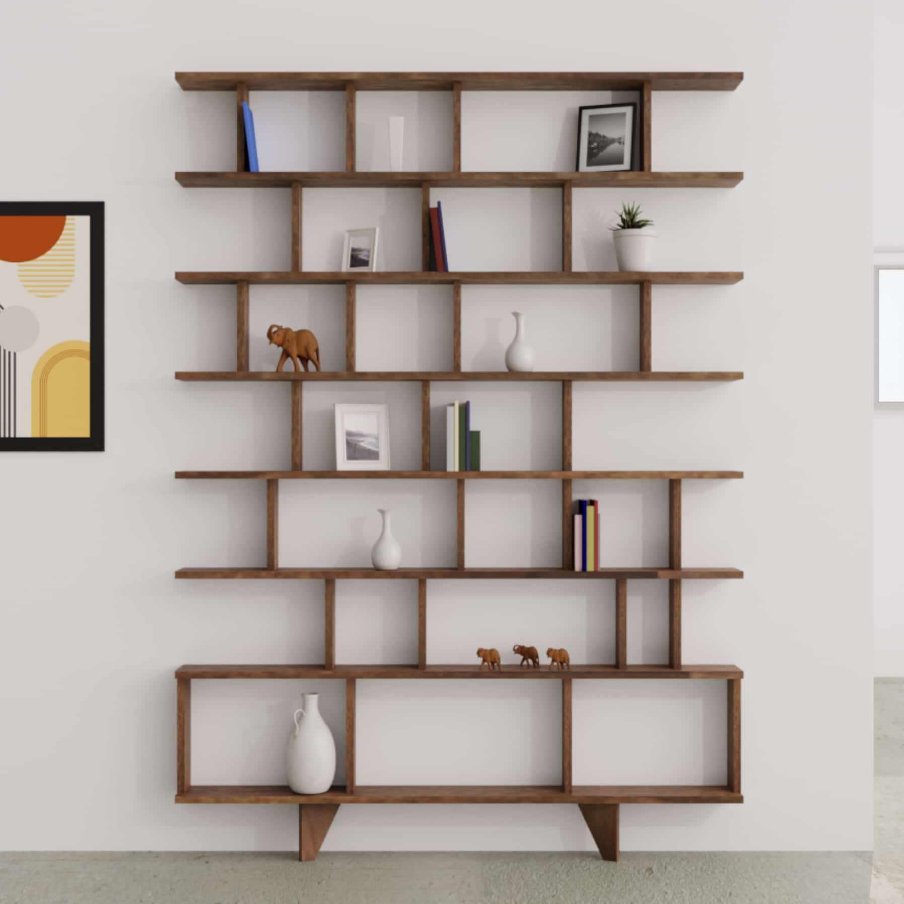 Bibliothèque en noyer massif - Ameublement
