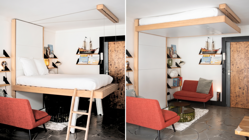lit relevable au plafond bedup