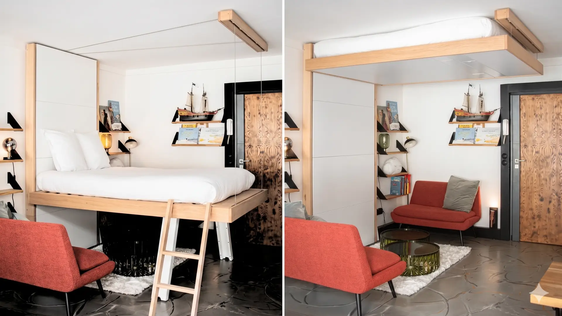 Lit bedUp® escamotable – modèle basique à petit prix lit relevable au plafond bedup