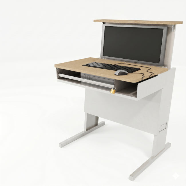 bureaux à écran escamotable - table informatique salle de classe
