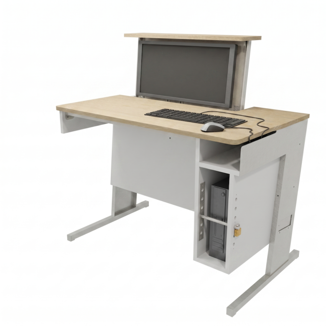 bureau MILENA escamotable à écran rétractable ADAPTÉE POUR PMR