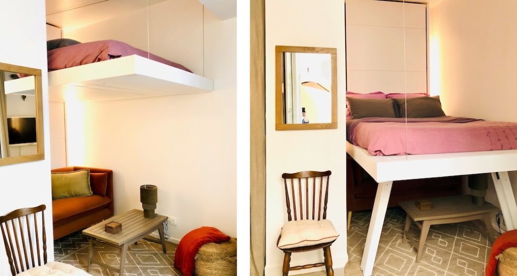 lit escamotable plafond dans un studio